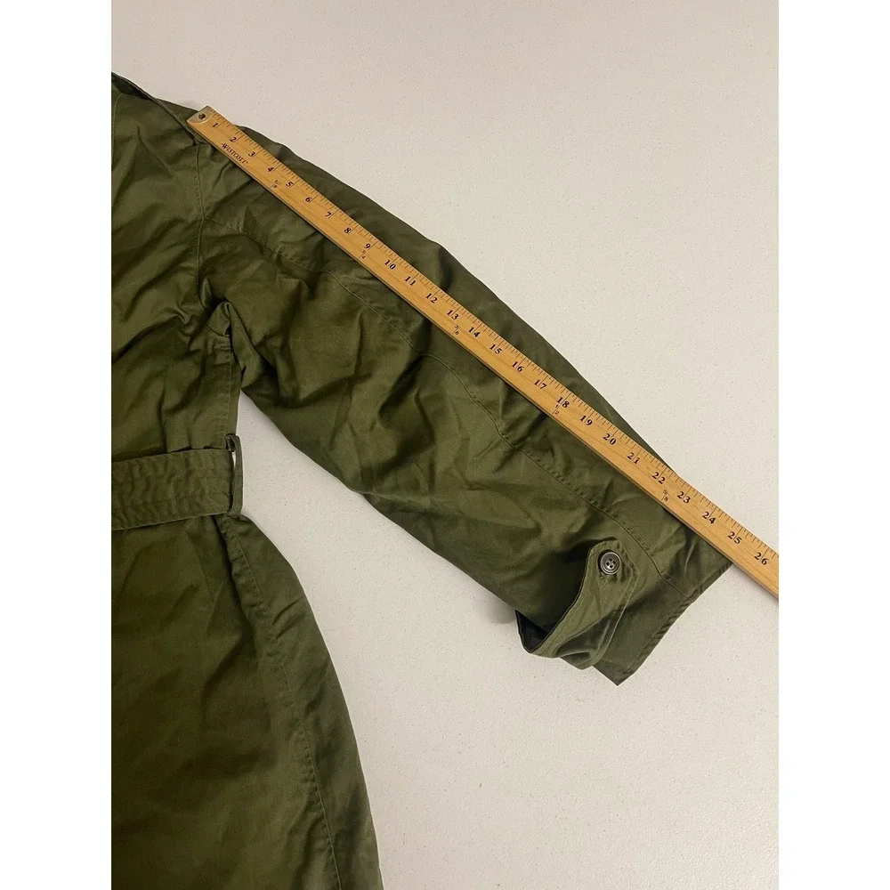 Vintage 1953 US Army Overcoat Cotton OG 107 Wool Liner Trench Coat Reg Med 1950s
